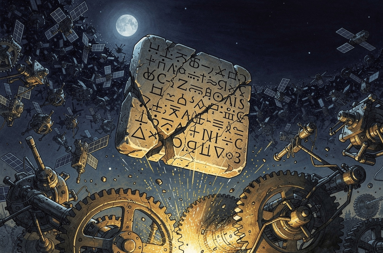 Editorial illustration for: Apple Sues OpenAI, AI Cracks a 50-Year Math Problem, and SpaceX Eyes 100,000 More Satellites