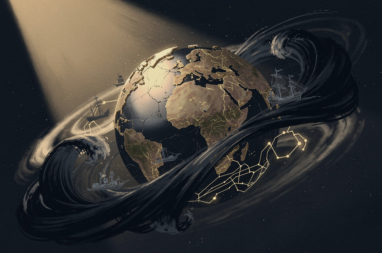 Editorial illustration for: Shadow Fleets, AI Soldiers, and Rocky Planet Atmospheres: The Week That Refused to Slow Down