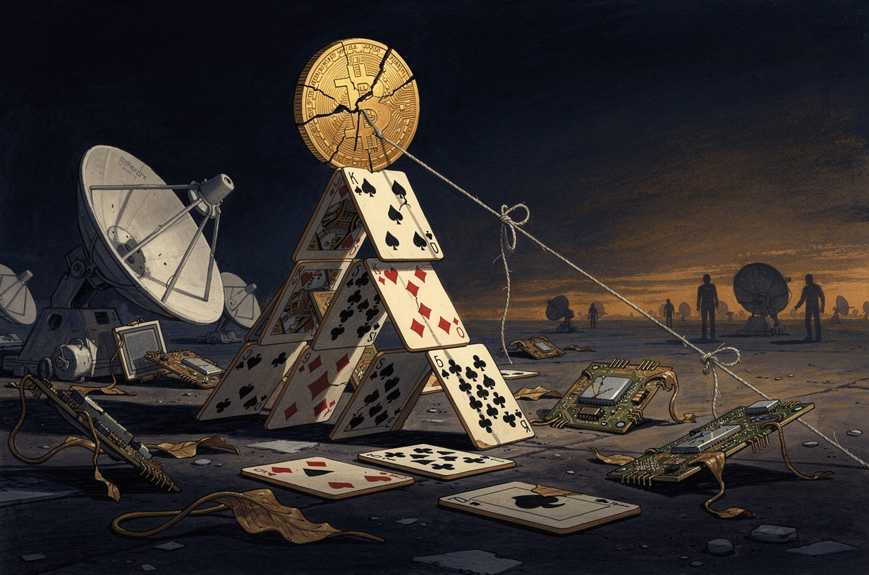 Editorial illustration for: Dollar Credibility, Wartime Friction, and AI's Reality Check Dominate a Turbulent Tuesday