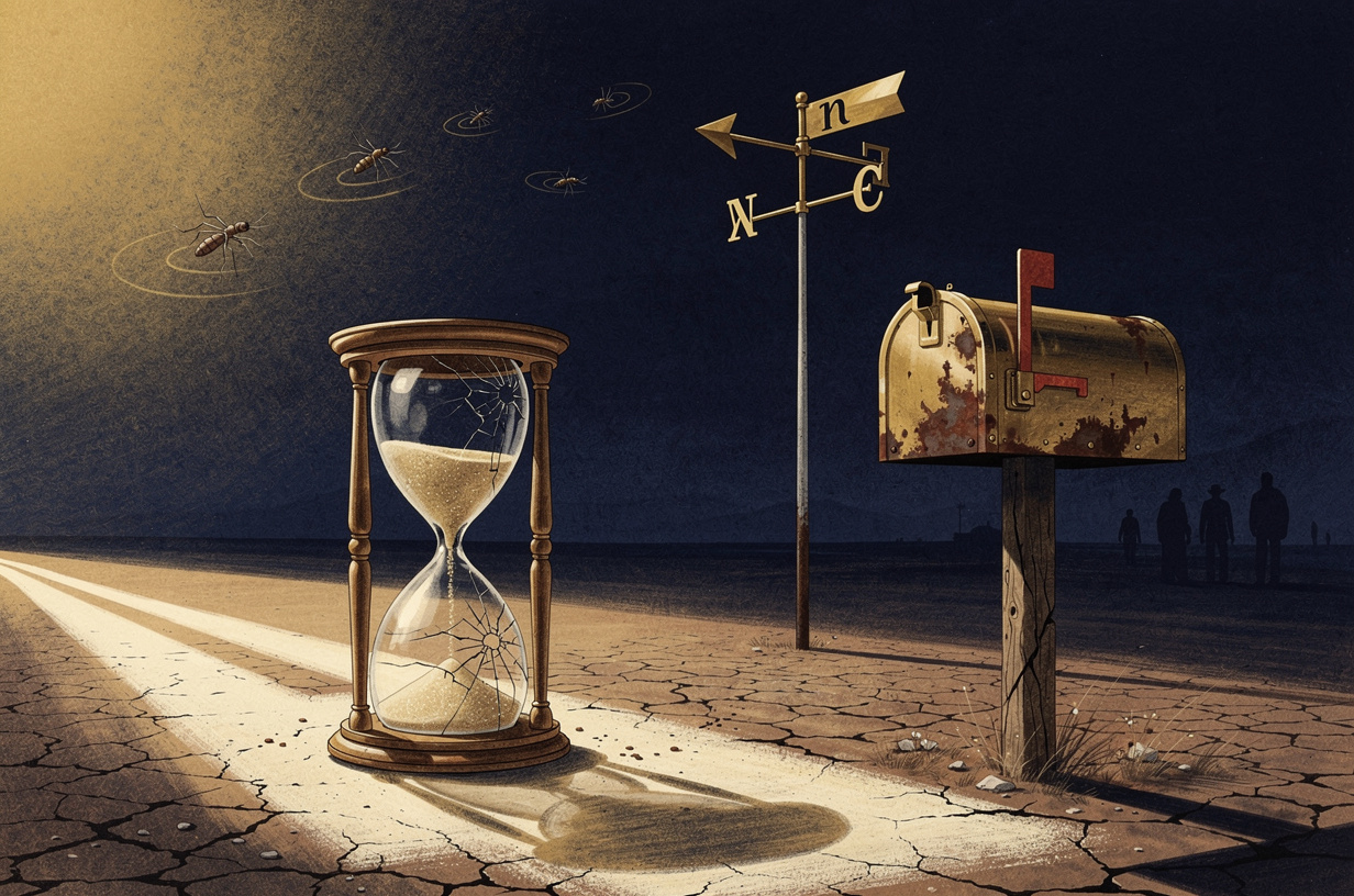 Editorial illustration for: West Nile Peaks, a Post Office Closes, and a 24-Year Career Ends: San Diego Heads Into a Charged Weekend
