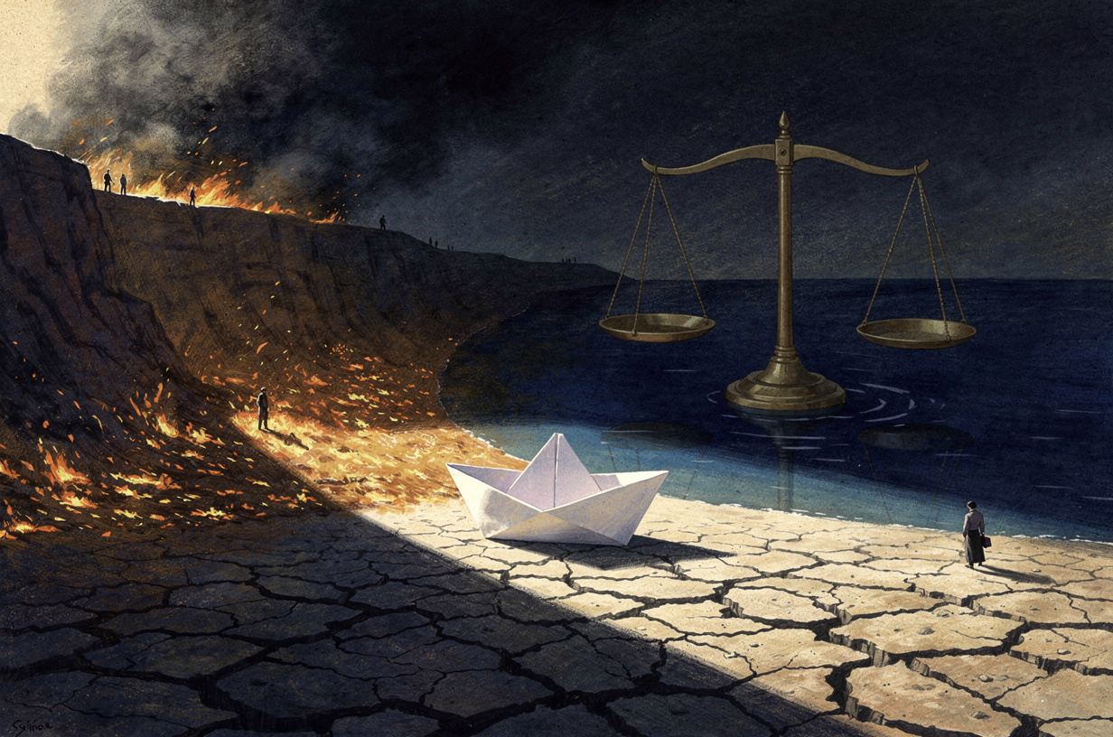 Editorial illustration for: San Diego Faces Active Fire Season, Mission Bay Milestone, and East County Tax Debate