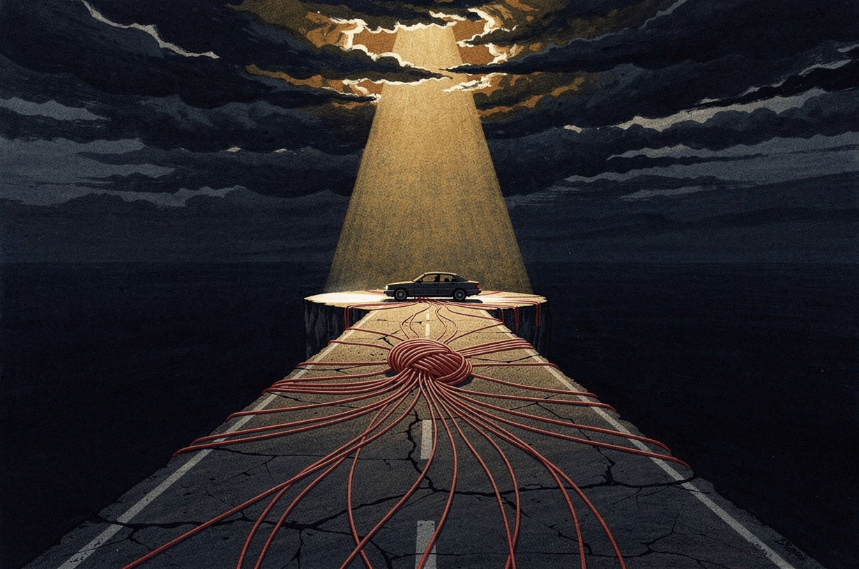 Editorial illustration for: Where the Road Ends: Three Cases Where the Evidence Caught Up at Last