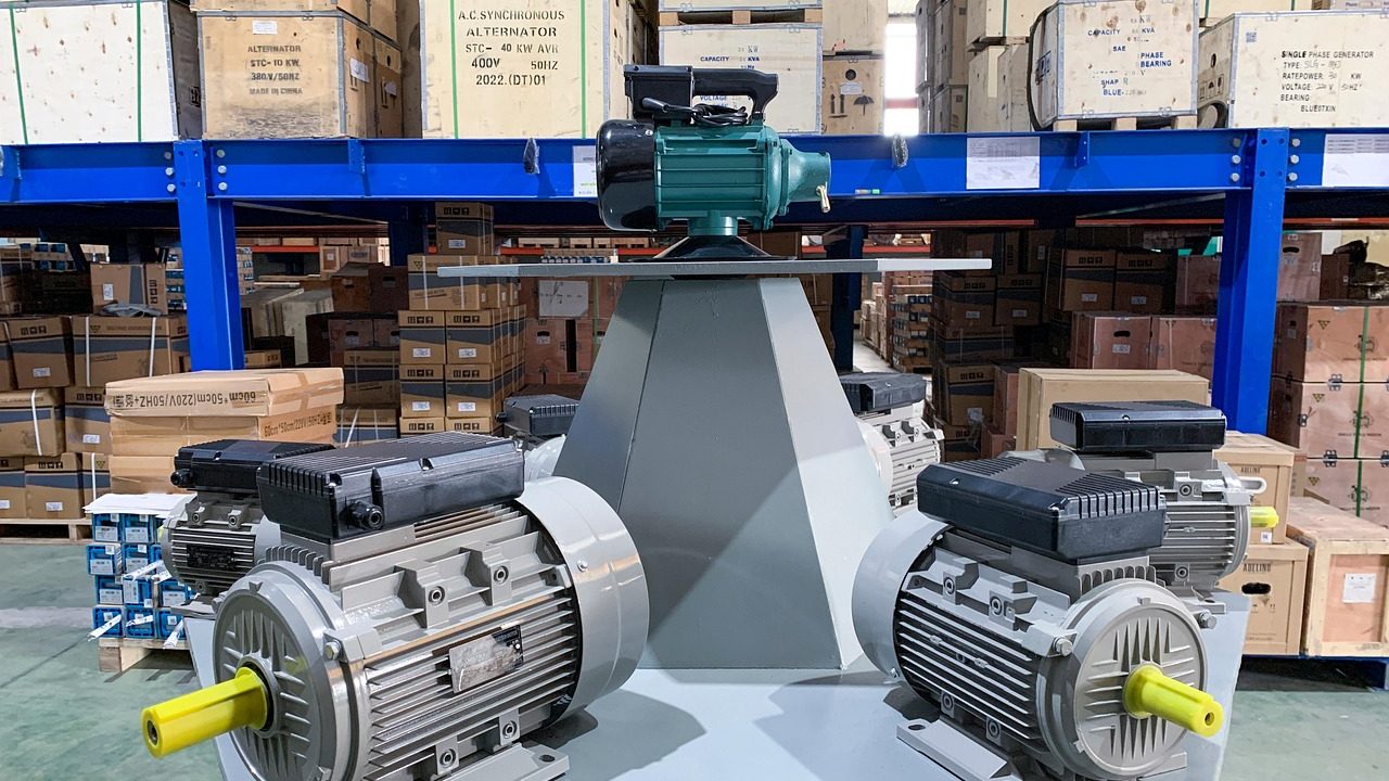 Close-up of an electric motor's internal components and copper windings.