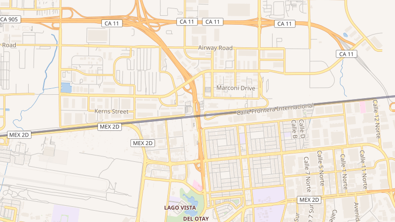 Map of Otay Mesa Port of Entry, San Diego, CA