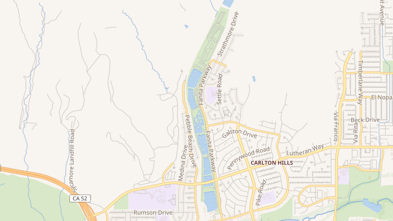 Map of Santee Lakes, Santee, CA