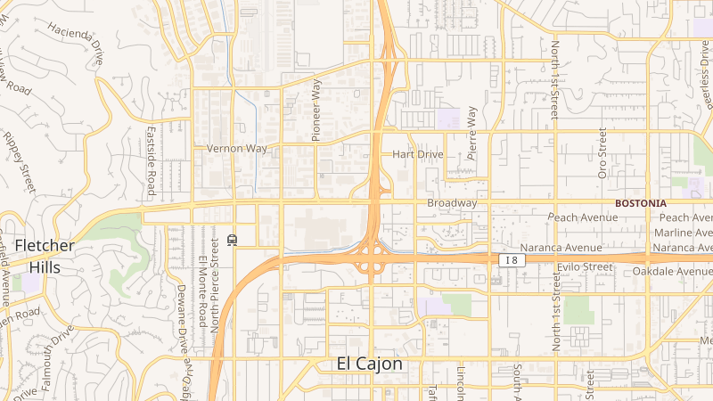 Map of Fletcher Parkway, El Cajon, CA