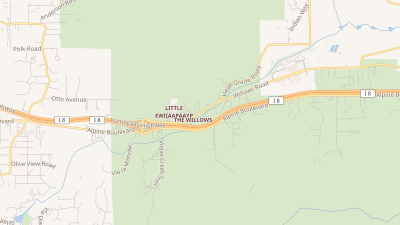 Map of Willows Road, Alpine, CA