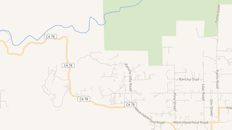 Map of Rancho Villa Road, Ramona, CA