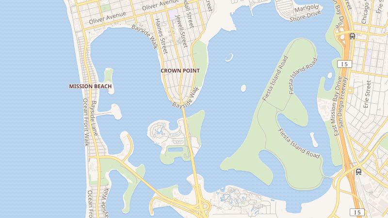 Map of Mission Bay, San Diego, CA