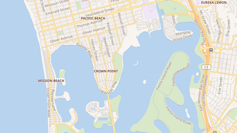 Map of Crown Point Park, San Diego, CA