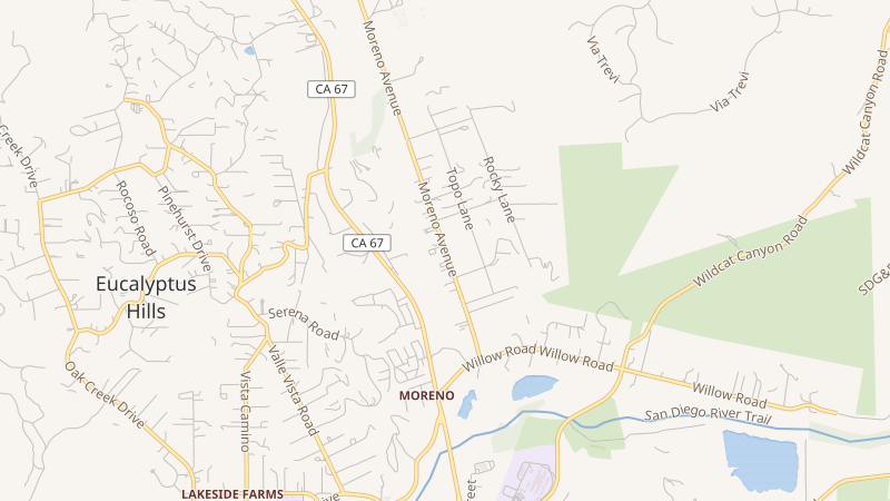 Map of Moreno Avenue, Lakeside, CA